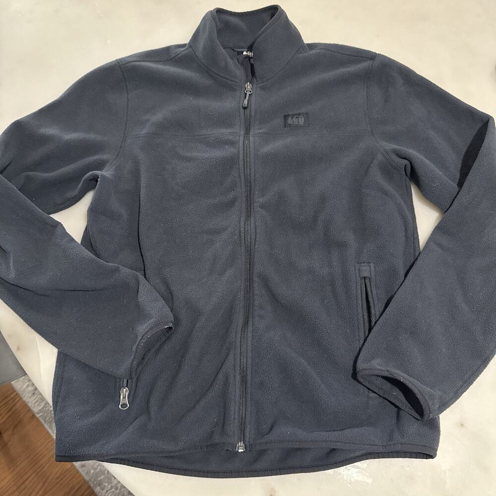 REI Co-Op Fleece Full Zip Jacket Gray Outdoor Men’s Medium Layering Pockets